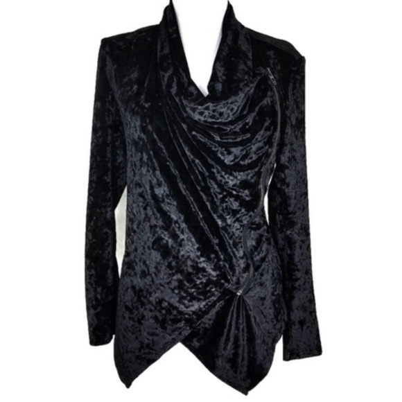 Blank NYC Jackets & Blazers - XS BLANKNYC BLACK VELVET ASYMMETRICAL JACKET NWOT